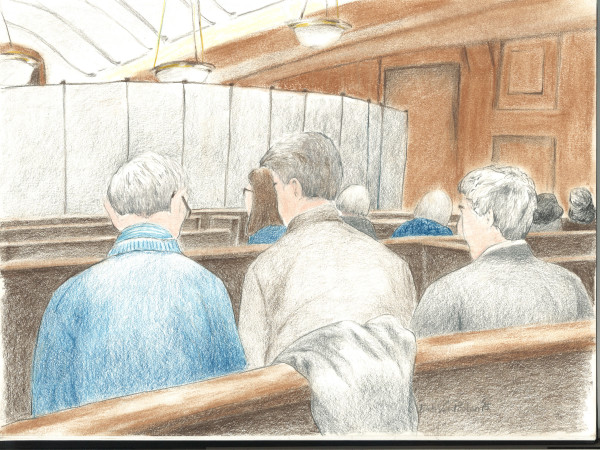 Courtroom sketch by Debra Van Poolen (http://www.debvanpoolen.com/)