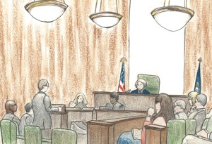 Courtroom sketch by Debra Van Poolen (http://www.debvanpoolen.com/)
